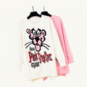 Cea mai recentă rochie de pulover tricotată pantaloni roz Jacquard pentru femei