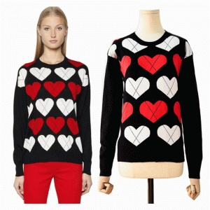 Pulover pentru femei Jacquard Hearts, personalizate, tricotate