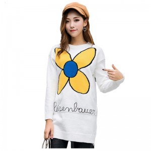 Rochie de pulovere de mărime American / European Daisy Flower Jacquard pentru femei